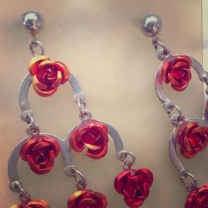 Vintage Rose Dangle Earrings
