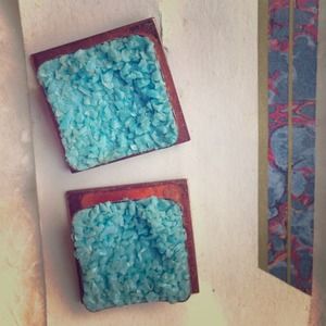 Turquoise Pebble Clip On Earrings