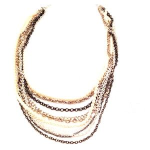 Multi-Strand Pearl/Silver Costume Necklace