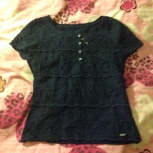 Navy blue Abercrombie floral lace top