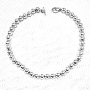 Silver Tone Beaded Choker Necklace
