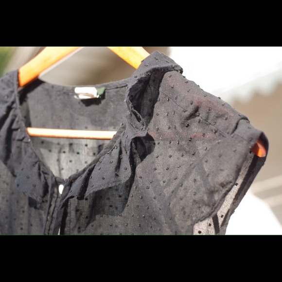 Black dotted Swiss j crew blouse