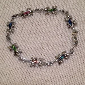 Colorful Salamander and Silver Tone Bracelet