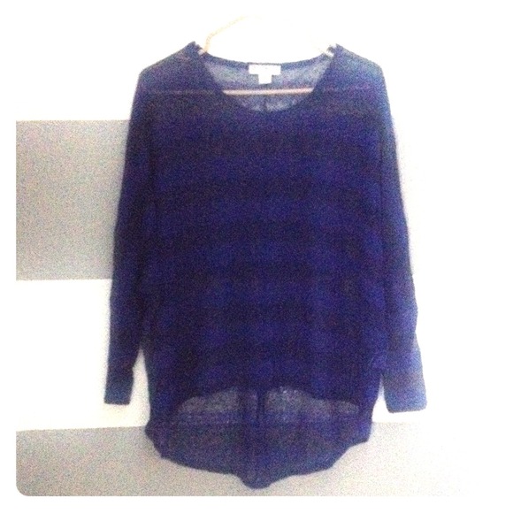 Knitted high low blue sweater