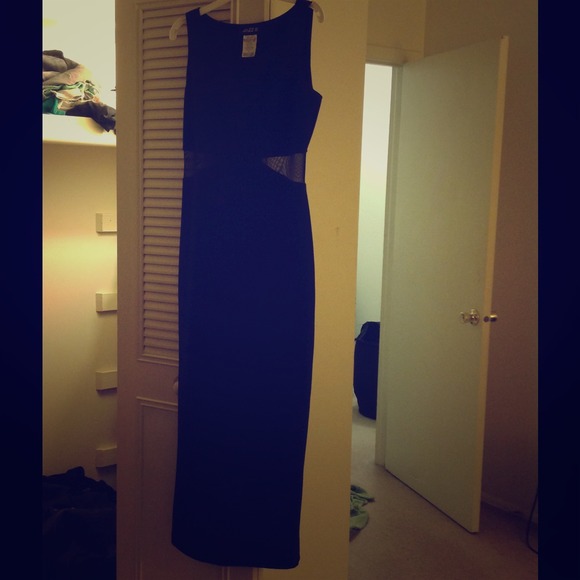 Cut out mesh long dress