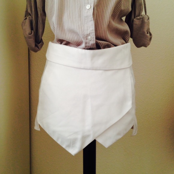 Zara inspired assymetrical white skorts/cullotes