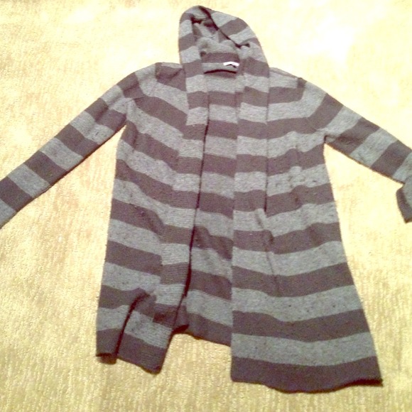 Vince black/gray stripe sweater/cardigan coat