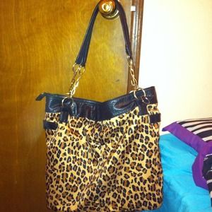 Oversized leopard print purse