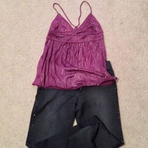 Chic purple glitter racer back top