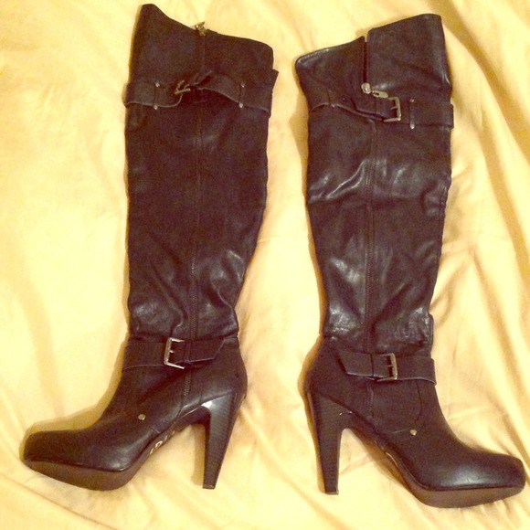 Black thigh high boots