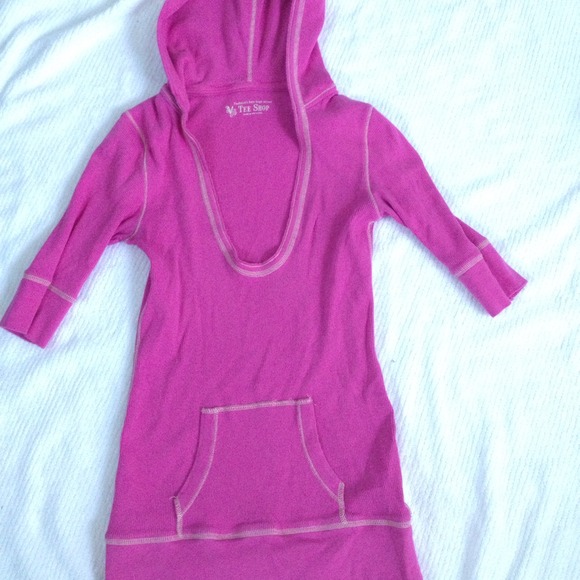 Victoria's Secret light hooded sweater top pink S