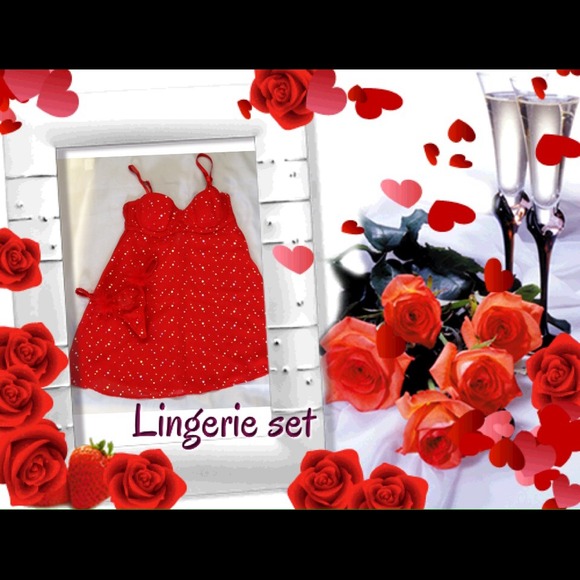 Sexy, red hot lingerie set.
