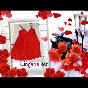 Sexy, red hot lingerie set.