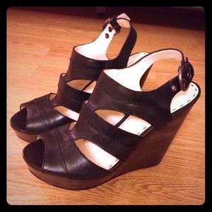 COACH Jazlyn Black Wedge Shoe Sandals s8.5