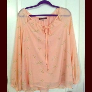 NWOT Pink Floral Chiffon Blouse