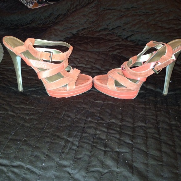 Orange leather and suede Aldo sandal heel size 40