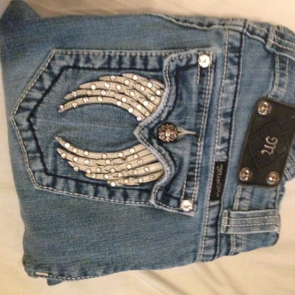 Miss Me distressed skinny jeans w/ angel wings