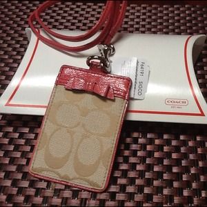 COACH Signature Stripe Bow Lanyard