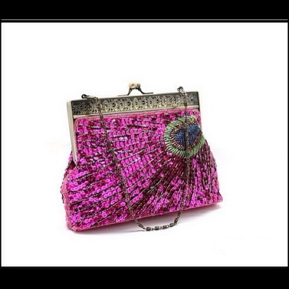 Handmade sequin beaded clutch - Picture 2 of 4