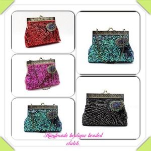 Handmade sequin beaded clutch