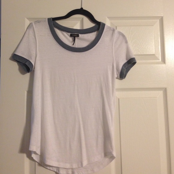 White shirt with blue trim