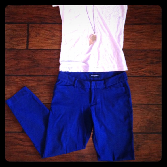 Blue straight leg trouser pants