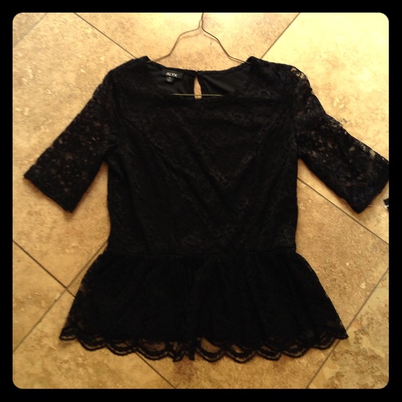 Black lace peplum top RESERVED‼️