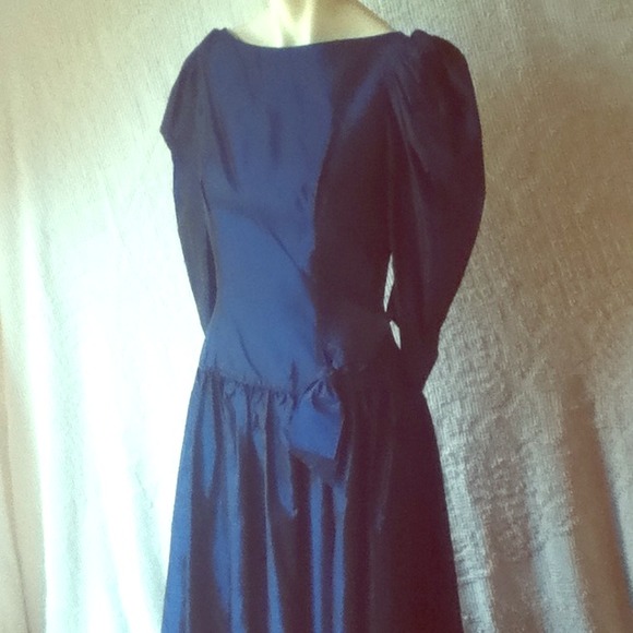 blue bridesmaid / prom dress subtle  high-low cut.