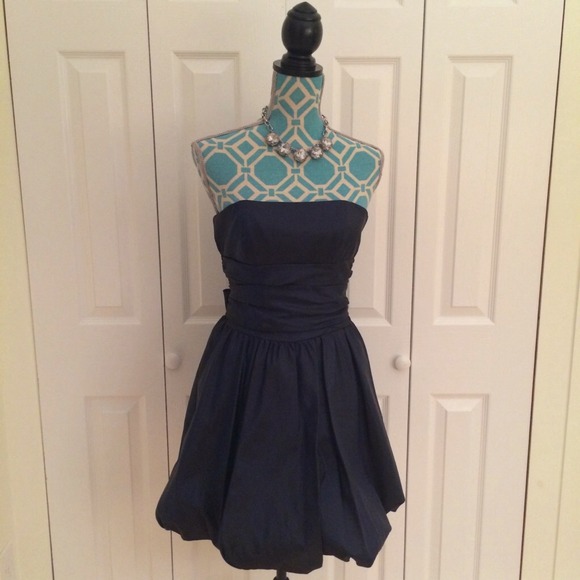 Marine blue taffeta bubble dress
