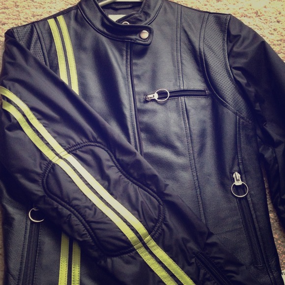 Wilson's Leather jacket - black with green
