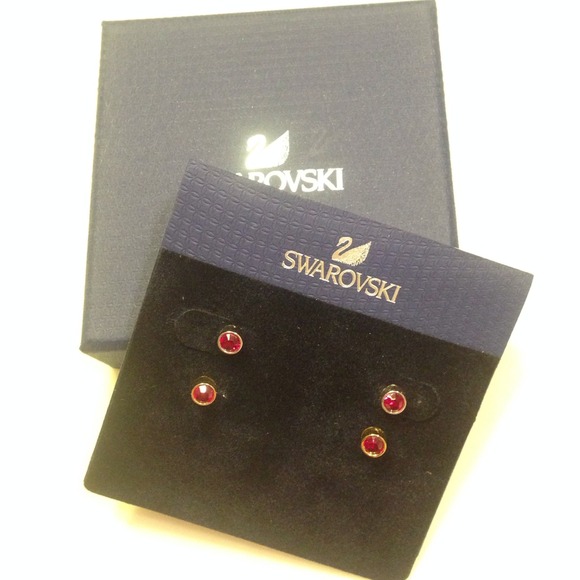 Swarovski Ruby silver and gold studs!
