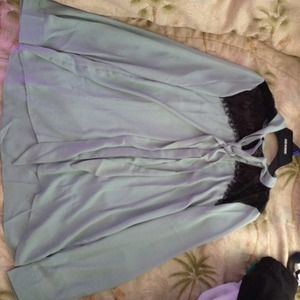 Blue green and black blouse