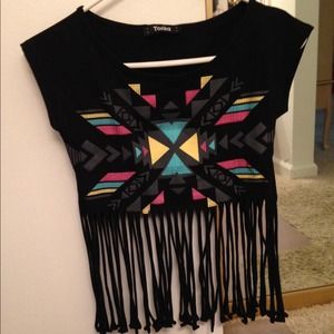 Fringe black Aztec shirt