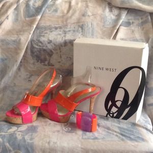 1/2 Off Sale!! Nine West Patent And Cork Heel shoe