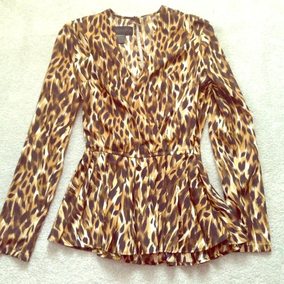 Kardashian Kollection Leopard Peplum Blouse