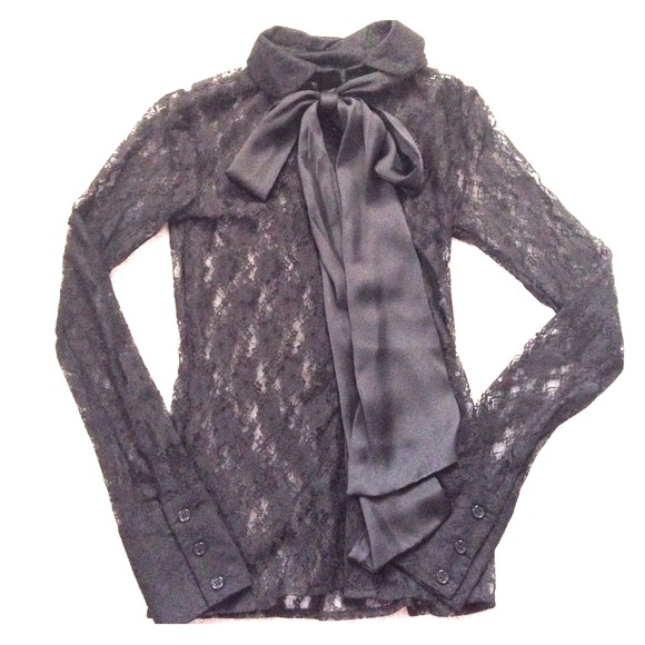 Kardashian Kollection Black Lace Blouse