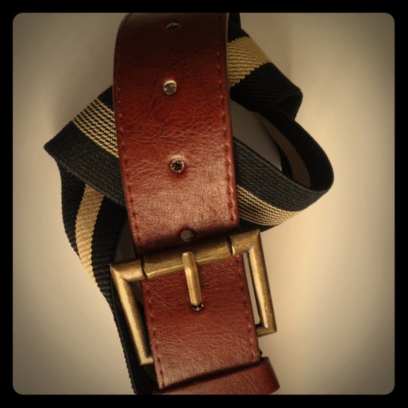 Black and Cream Stripe Belt