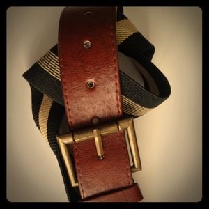 Black and Cream Stripe Belt