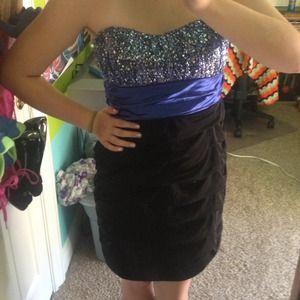 Blue and Black Cocktail Dress