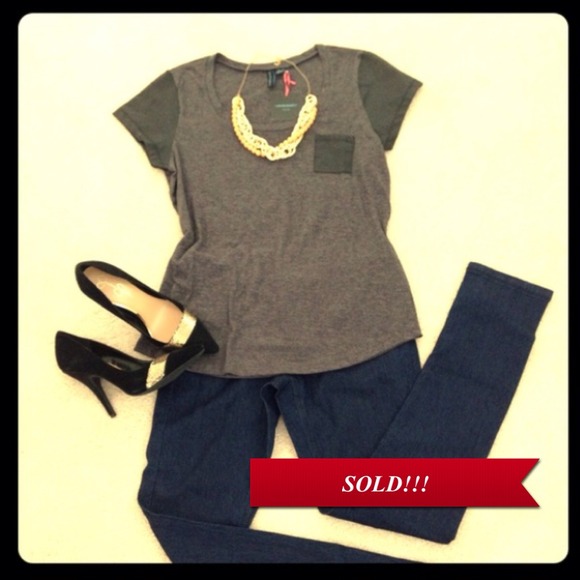 SOLD in bundle! Cynthia Rowley grey & black tee