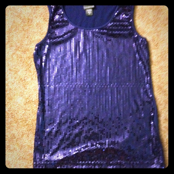 Navy sequined tank top