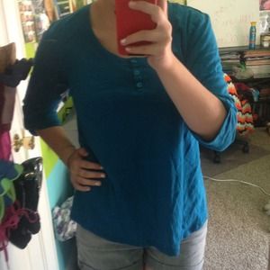 3/4 Sleeve Blue Top