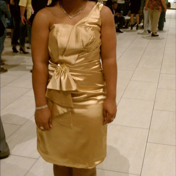 Gold evening dress