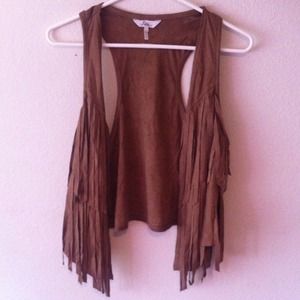 Brown fringe vest
