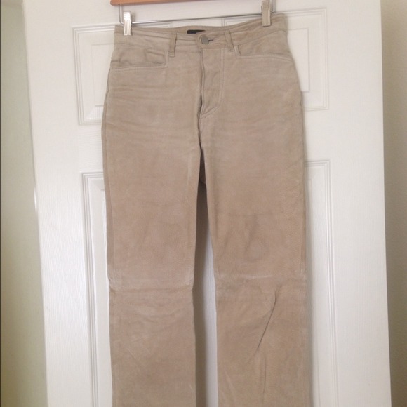 Suede stone-colored pants