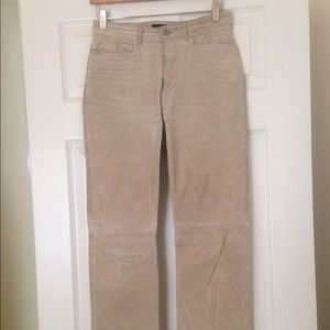 Suede stone-colored pants