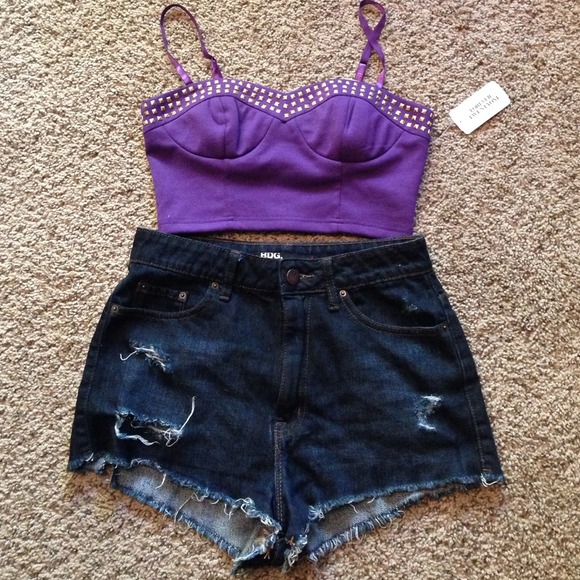 Purple studded bustier crop top