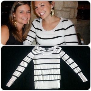 soft white w/ black stripes v neck sweater