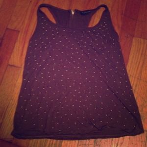 Dark brown bedazzled racerback top