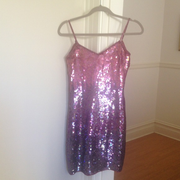 Adrianna Papell Ombré pink/purple sequin dress 2